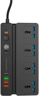 Powerology 4 AC 3 USB & USB-C PD 35W Multiport Socket with Phone Stand and Timer 2M - Black - SW1hZ2U6NTIzMDk3