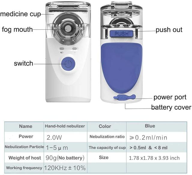 جهاز البخار المحمول للكبار والأطفال لاسلكي قابل للشحن جينيريك Generic Rechargeable Wireless Adult & Baby Mesh Nebulizer - SW1hZ2U6NTI2Nzk5