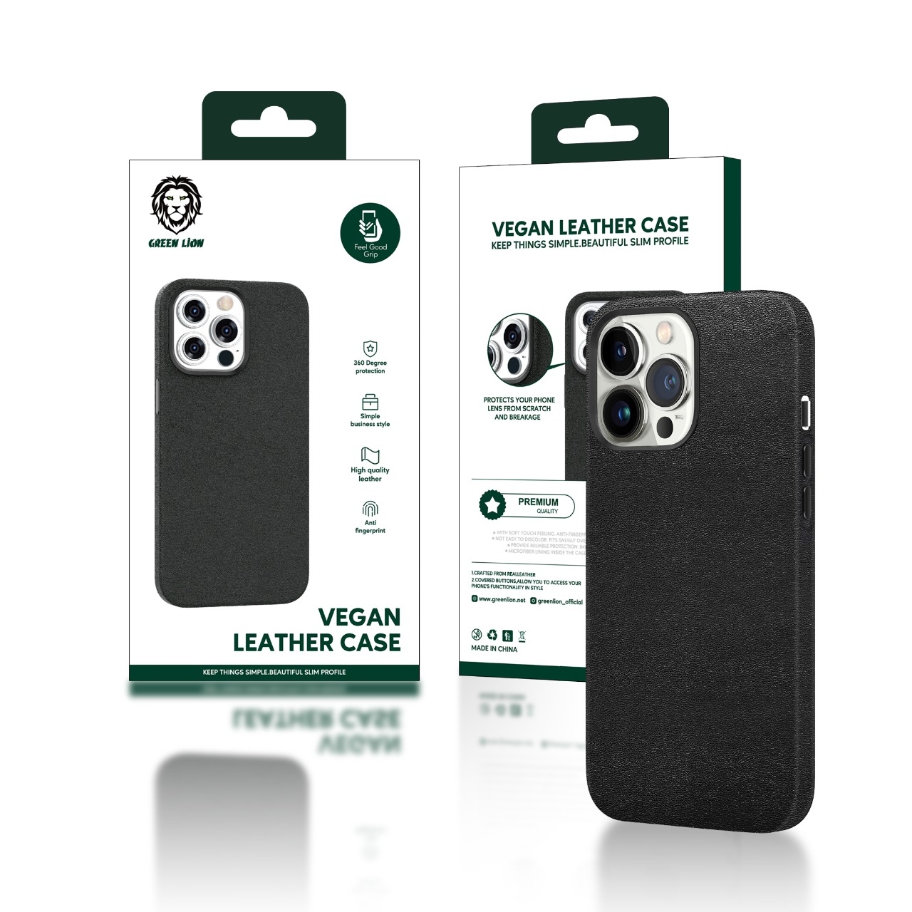 كفر حماية ايفون زهري Vegan Leather Case for iPhone 13 Pro Max من Green