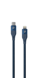كيبل شحن من USB-C الى Lightning أزرق Aluminum Braided Lightning Cable - Porodo - SW1hZ2U6NTI1Mjcx