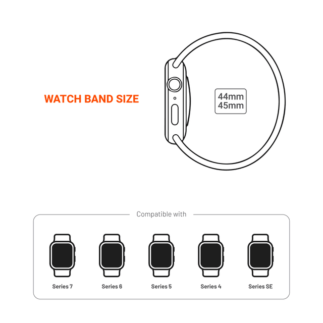 iGuard by Porodo Leather + Silicone Watch Band for Apple Watch 44mm / 45mm - Black - SW1hZ2U6NTI0ODIz
