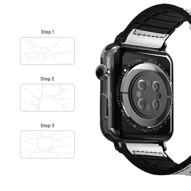 سوار ساعة ابل ابيض by Porodo Leather Silicone Watch Band for Apple Watch 44mm / 45mm من iGuard - SW1hZ2U6NTI0NjQ5