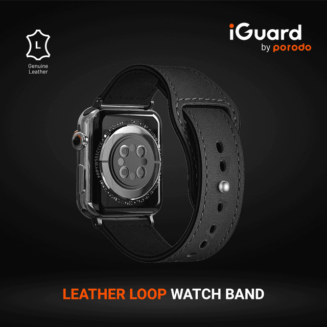 سوار ساعة ابل اسود by Porodo Leather Loop Watch Band for Apple Watch 44mm / 45mm من iGuard - SW1hZ2U6NTIzODcz