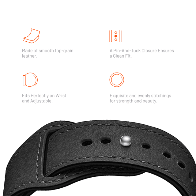 سوار ساعة ابل اسود by Porodo Leather Loop Watch Band for Apple Watch 44mm / 45mm من iGuard - SW1hZ2U6NTIzODc3