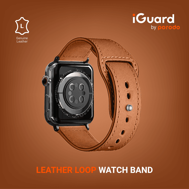 سوار ساعة ابل بني by Porodo Leather Loop Watch Band for Apple Watch 44mm / 45mm من iGuard - SW1hZ2U6NTIzODg2
