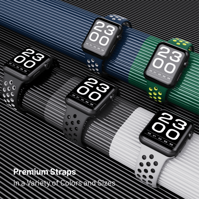 iGuard by Porodo Sport Silicone Watch Band for Apple Watch 44mm / 45mm - Black/White - SW1hZ2U6NTI1NTAy