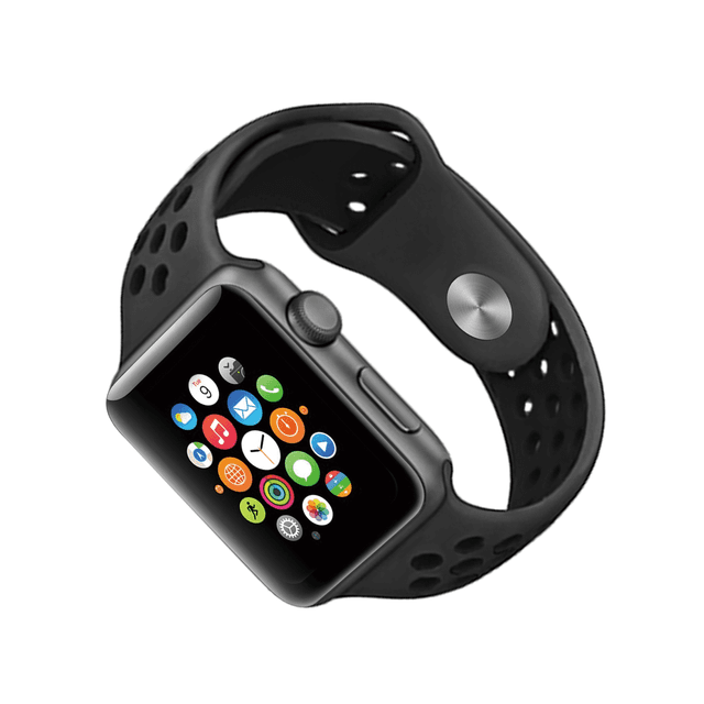 iGuard by Porodo Sport Silicone Watch Band for Apple Watch 44mm / 45mm - Gray/Black - SW1hZ2U6NTI1Njk5