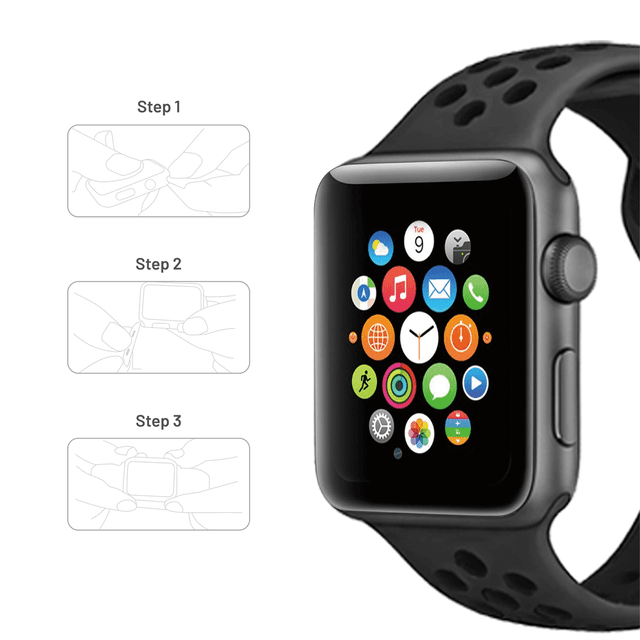 iGuard by Porodo Sport Silicone Watch Band for Apple Watch 44mm / 45mm - Gray/Black - SW1hZ2U6NTI1NzAz