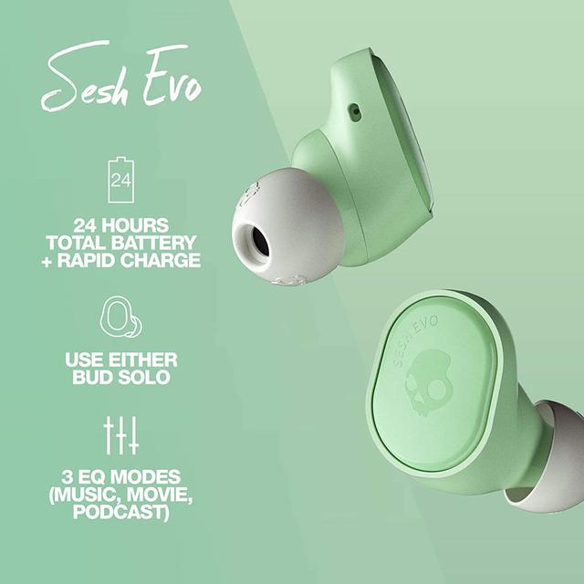 Skullcandy Sesh Evo True Wireless In-Ear Earphones - Pure Mint - SW1hZ2U6NTIyNzE5