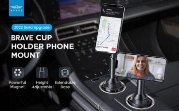 حامل هاتف في قاعدة الأكواب Brave Car Cup Holder Phone Mount Magnetic