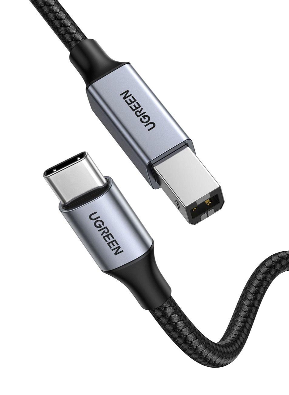 كيبل محول من Type C إلى USB B Male لون أسود Printer Cable Type C Male to USB B Male - UGREEN