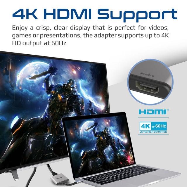 محول من منفذ USB C إلى منفذي HDMI لون فضي PROMATE 4K High Definition USB-C to Dual HDMI Adapter - SW1hZ2U6NTM1MDU1
