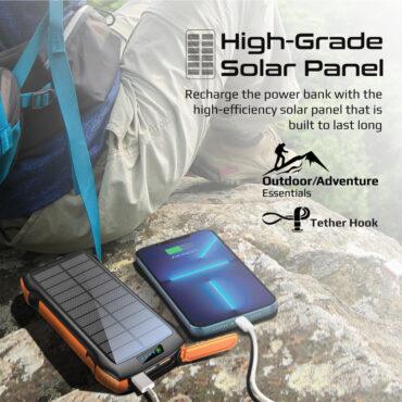 بور بانك 20000 ميللي أمبير مع طاقة شمسية - يدعم الشحن اللاسلكي  PROMATE Rugged EcoLight Solar Power Bank