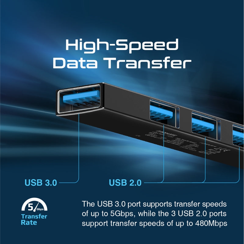 موزع USB-C متعدد المنافذ 4 في 1 بروميت Promate 4-in-1 Multi-Port USB-C Data Hub
