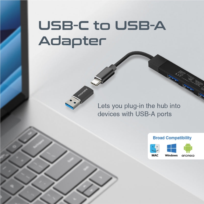موزع USB-C متعدد المنافذ 4 في 1 بروميت Promate 4-in-1 Multi-Port USB-C Data Hub