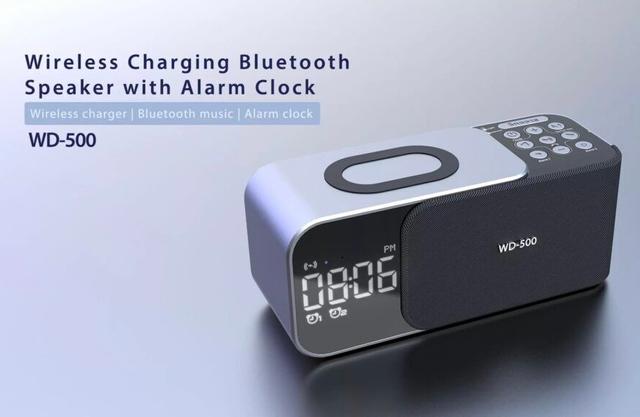 sound wireless music alarm clock Night light portable wireless charging speaker WD500 - SW1hZ2U6NTM5NTE0