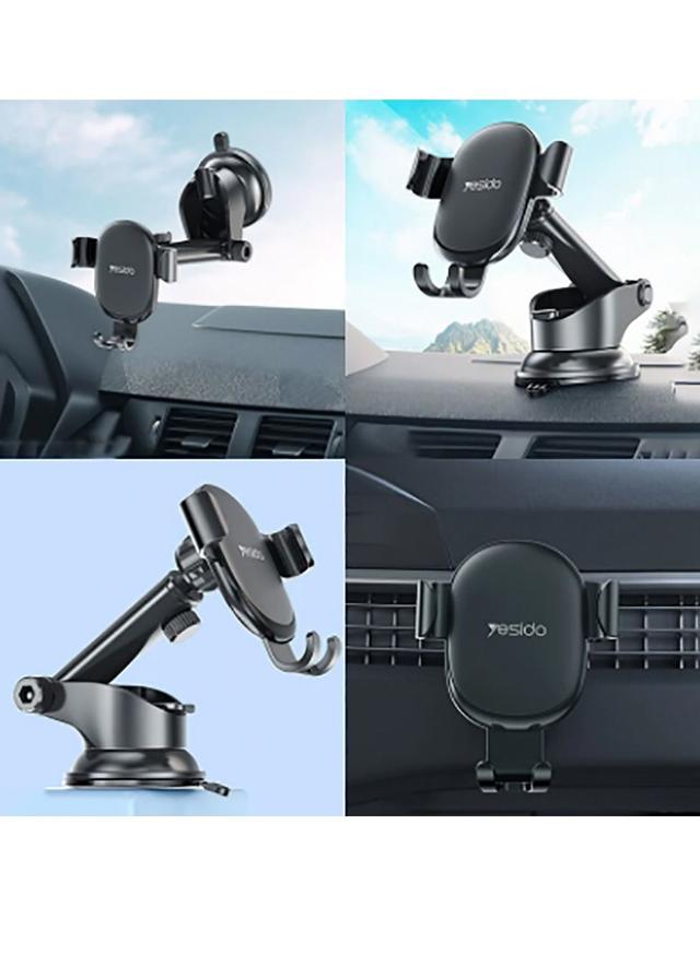 Yesido Telescopic Car Dashboard Windshield Suction Phone Stand Gravity Holder - Black - SW1hZ2U6NTQ0MzI1