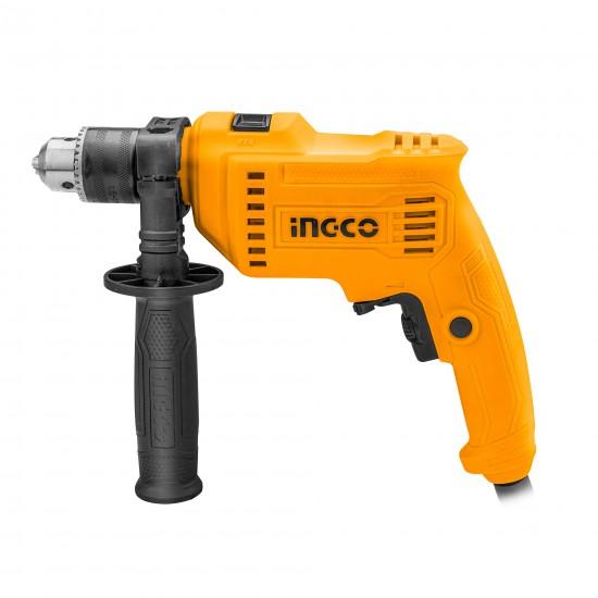 دريل كهربائي 680 وات - أصفر  INGCO 115 Piece Home Tool Set With 680 Watt 13mm Impact Corded Electric Drill - cG9zdDo1NTQ4OTY=