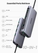 UGREEN USB C Hub 10 in 1 with Ethernet 4K to HDMI VGA PD Power Delivery 3 USB 3.0 Ports USB C to 3.5mm SD TF Cards Reader for MacBook Pro Air iPad Pro 2021 Grey - SW1hZ2U6NTM5OTg1