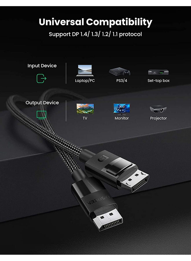 كابل DisplayPort 8K Ultra HD DP 1.4 ذكر إلى ذكر  DisplayPort Cable  8K Ultra HD DP 1.4
