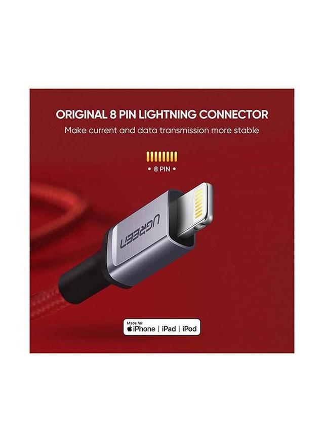 كيبل شحن ايفون ( من USB الى Lightning  ) - احمر UGREEN - iPhone Charging Cable [MFi Certified] A to C Lightning - SW1hZ2U6NTQ2NDQ0