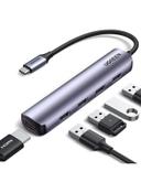 UGREEN 5-in-1 USB C Hub HDMI Multiports Adapter Dock with 4 USB 3.0 Ports Data Transfer 4K HDMI for M1 Macbook Pro Air 2021 iPad Pro 2021 iPad Air 4 XPS Galaxy S21+ Silver - SW1hZ2U6NTQ3MTU1