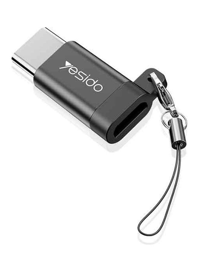محول OTG صغير من Micro إلى Type-C أسود | Yesido Micro To Type-C Connecting Adapter