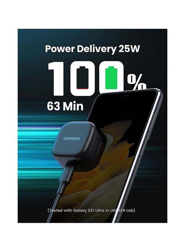 UGREEN PD 25W Super Fast Charger Plug with USB C Cable 2M Quick Charging Wall Adapter for iPad mini Pro Air Galaxy S21 S21+ S21 Ultra S20 Note20 S9 S10 Oneplus 8 Pro Black - SW1hZ2U6NTQwMTgy