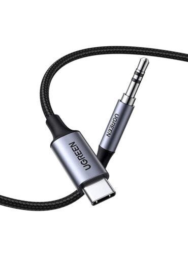 سلك اوكس إلى USB C بطول1 متر أسود يوغرين UGREEN UGREEN USB C to 3.5mm Cable DAC Headphone Adapter Audio Male