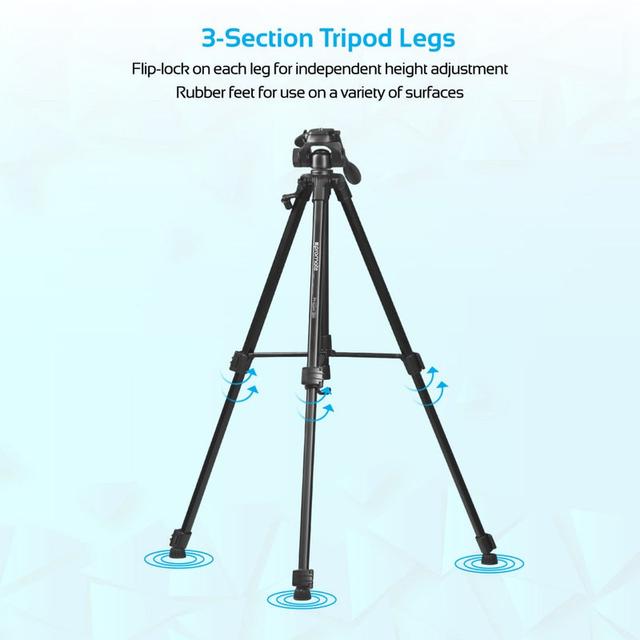 ترايبود ثلاثية الأرجل قابلة للطي  PROMATE Aluminium Alloy Tripod with Quick-Release Plate - SW1hZ2U6NTM1OTU1