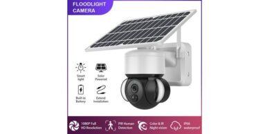 كاميرا مراقبة خارجية 360 درجة بالطاقة الشمسية 4G PTZ solar Battery Powered Floodlight camera