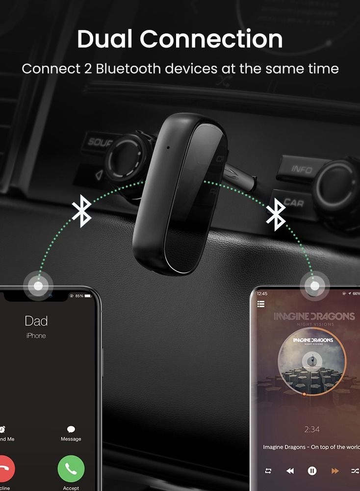 محول بلوتوث (Aux 5.0 ) Bluetooth Aux Adapter 5.0 Audio Receiver for Wireless Music Stream
