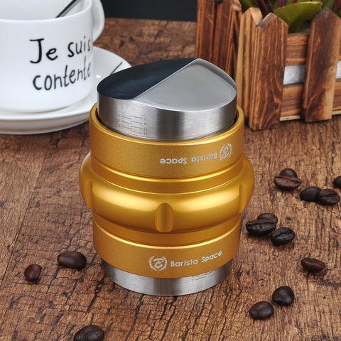 مكبس تامبر وموزع قهوة 2 في 1 58mm ذهبي | Barista Space Coffee Tamper Distribution Tool - SW1hZ2U6NTcyODkx