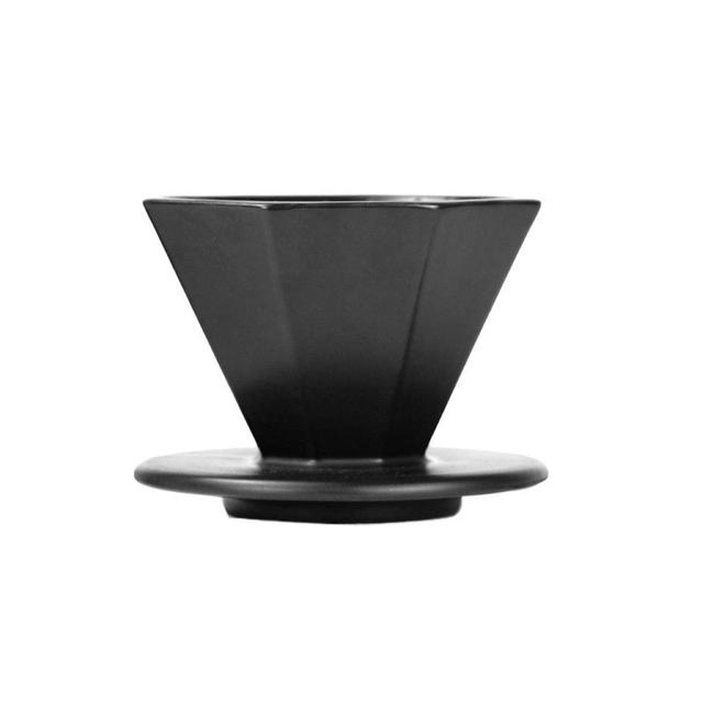 Saraya Creative Octagonal-Shaped Ceramic Dripper 01 (1-2 cups) - Black - SW1hZ2U6NTc0ODcy