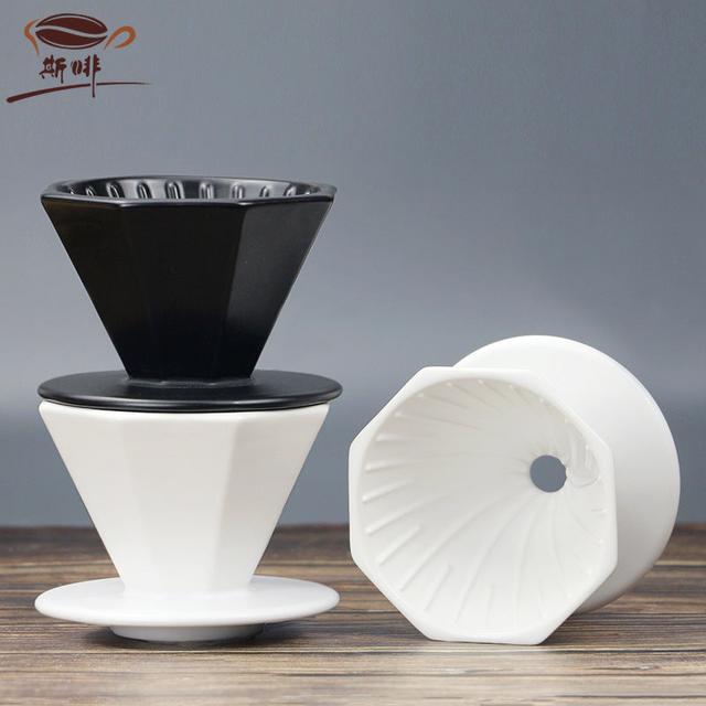 وعاء تقطير V60 للقهوة سيراميك سعة  كوبين Octagonal-Shaped Ceramic Dripper - Saraya - SW1hZ2U6NTc0ODk0