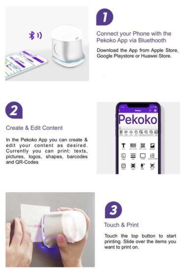 طابعة محمولة بالألوان Pekoko mini color photo mobile printer - 2}