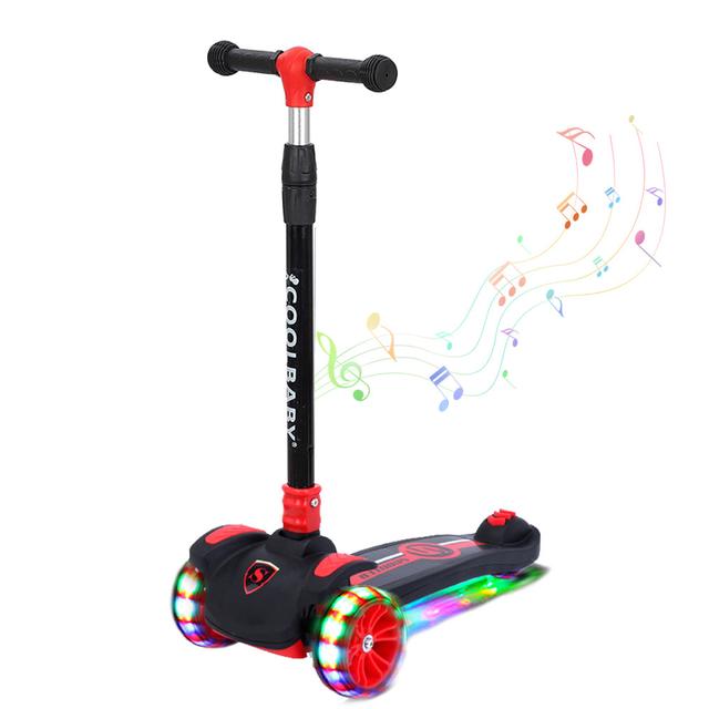 Cool Baby COOLBABY XHB Street Push Scooter Baby Kick Scooters 3 Wheel Kids Scooter with Flashing LED Wheels & Adjustable Height for Toddlers - SW1hZ2U6NTg5NDM2