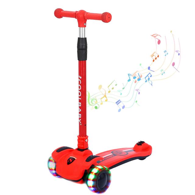 Cool Baby COOLBABY XHB Street Push Scooter Baby Kick Scooters 3 Wheel Kids Scooter with Flashing LED Wheels & Adjustable Height for Toddlers - SW1hZ2U6NTg5NDQw