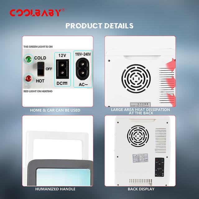 Cool Baby COOLBABY CZBX01 10L Small Fridge Freezer 12V Mini Portable Car Refrigerator Car/Home Dual-use Cooler Warmer Refrigerators for Home - SW1hZ2U6NTg5MDc0