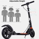 Cool Baby COOLBABY CRHB2-BLK Adult Kick Scooter with 2 Big Wheels Adjustable Handlebars Commuter Scooters With Disc Brake Largest load 80KG - SW1hZ2U6NTk2MjQ4