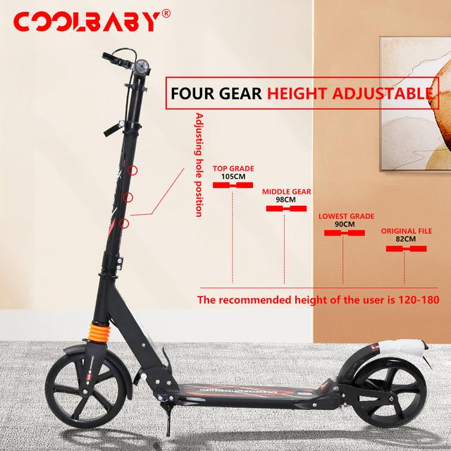 Cool Baby COOLBABY CS003 Folding Scooter For Adult Hight-Adjustable Scooter With Big Wheel (Hand Brake Device Or Foot Brake Device) - SW1hZ2U6NTg5MDQ4