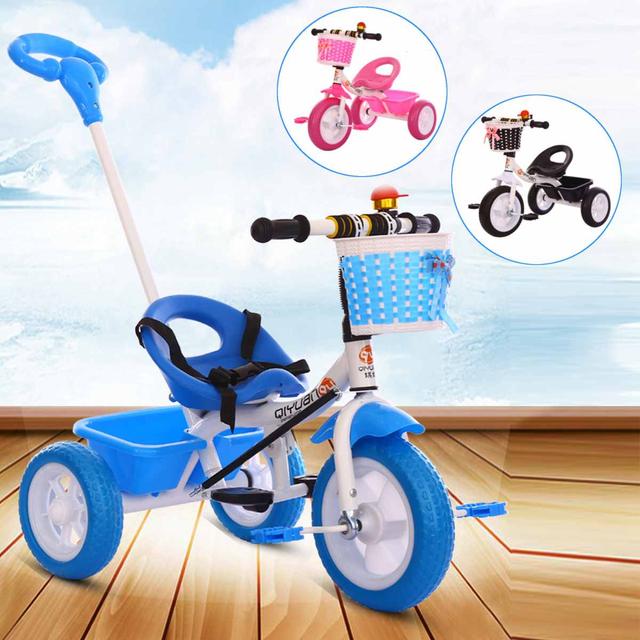 Cool Baby COOLBABY SLC04 Kids Toddler Tricycle 3 Wheel Baby Trikes Balance Bicycle Ride On Bike Walker With Push Bar & Basket - SW1hZ2U6NTg5NDcx