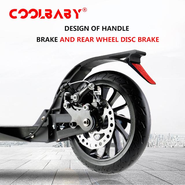 Cool Baby COOLBABY CRHB2-BLK Adult Kick Scooter with 2 Big Wheels Adjustable Handlebars Commuter Scooters With Disc Brake Largest load 80KG - SW1hZ2U6NTkyNDA2