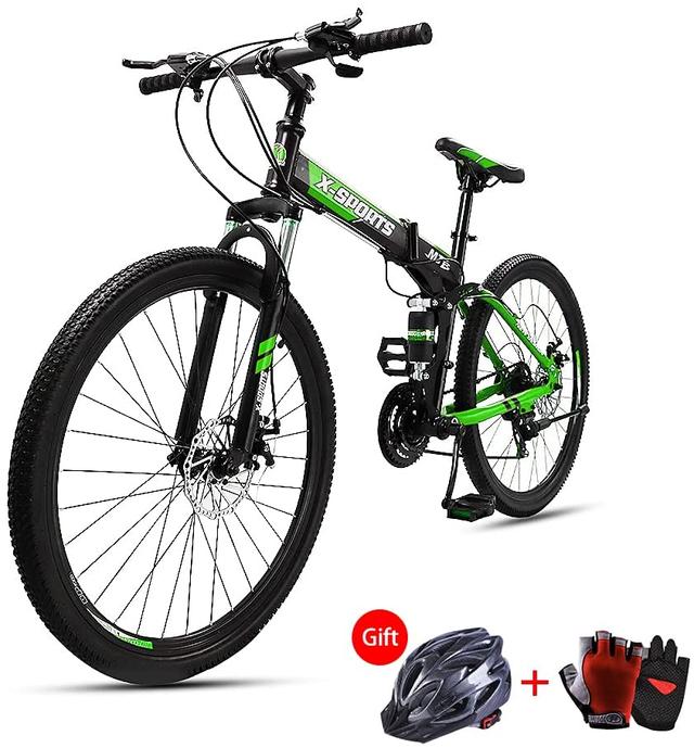 Cool Baby COOLBABY ZXCA1 Mountain Bike 26 inch Folding Bikes with Iron mountain frame, Featuring Ordinary double cutter ring and 21 Speed Shifter, Anti-Slip Bicycles（Gifts: helmets and gloves） - SW1hZ2U6NTg0Nzg4