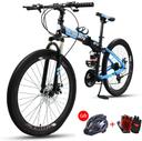 Cool Baby COOLBABY ZXCA3 Mountain Bike 26 inch Folding Bikes with Iron mountain frame, Featuring 40-knife rim and 21 Speed Shifter, Anti-Slip Bicycles - SW1hZ2U6NTg0MDE5