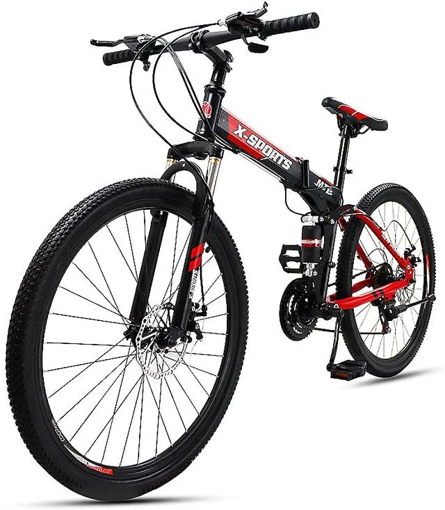 Cool Baby COOLBABY ZXCA1 Mountain Bike 26 inch Folding Bikes with Iron mountain frame, Featuring Ordinary double cutter ring and 21 Speed Shifter, Anti-Slip Bicycles（Gifts: helmets and gloves） - SW1hZ2U6NTg1NTA5
