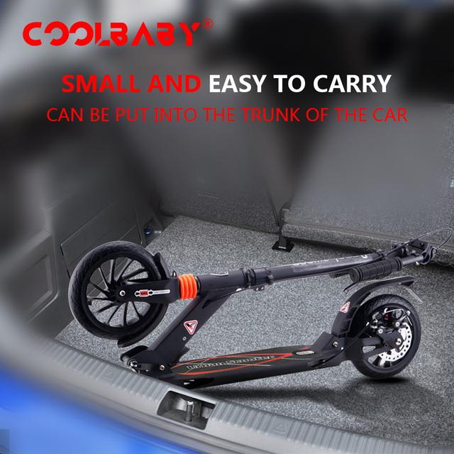 Cool Baby COOLBABY CRHB2-BLK Adult Kick Scooter with 2 Big Wheels Adjustable Handlebars Commuter Scooters With Disc Brake Largest load 80KG - SW1hZ2U6NTkyNDAw