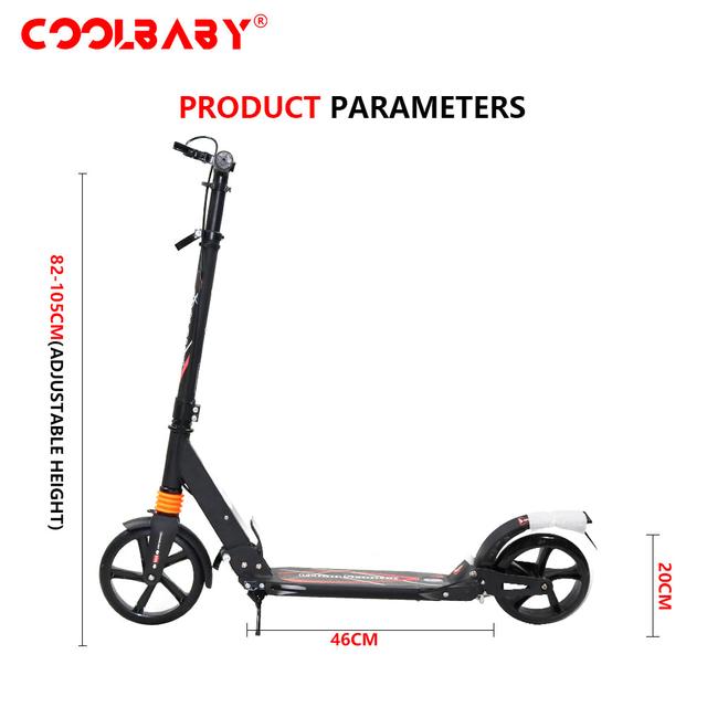Cool Baby COOLBABY CS003 Folding Scooter For Adult Hight-Adjustable Scooter With Big Wheel (Hand Brake Device Or Foot Brake Device) - SW1hZ2U6NTg5MDU2