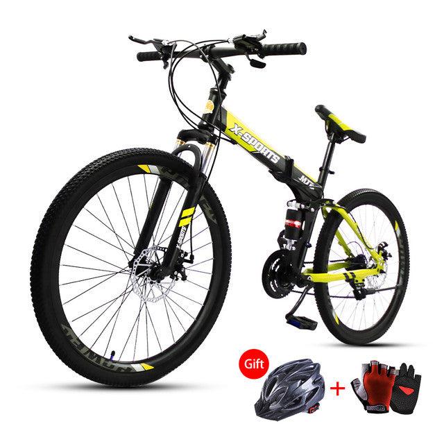 Cool Baby COOLBABY ZXCA2 Mountain Bike 26 inch Folding Bikes with Iron mountain frame, Featuring 30-knife rim and 21 Speed Shifter, Anti-Slip Bicycles（Gifts: helmets and gloves） - SW1hZ2U6NTg0MDE1
