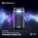بروجكتر أندرويد سنيمائي محمول بالبطارية Powerology Auto Focus Full HD Portable Projector بدقة 1080p - SW1hZ2U6NTk4MjM2
